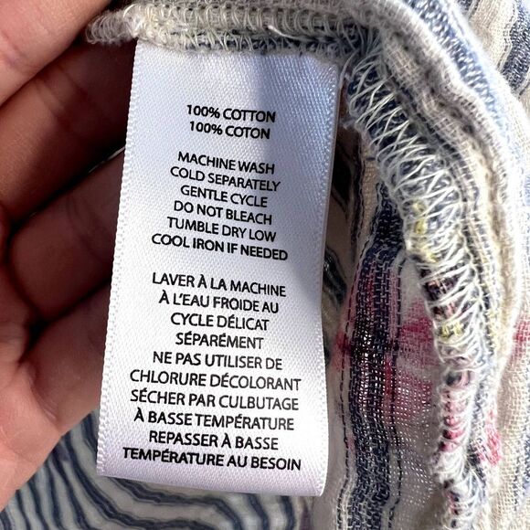 Beach Lunch Lounge Floral Striped Soft Cotton Blouse‎ Size Small - Picture 8 of 9